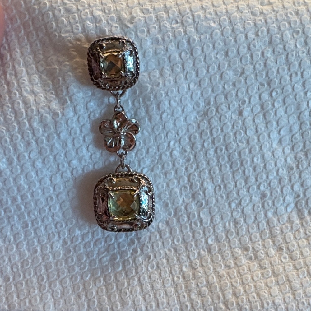 De Latori Silver & Citrine Drop Earrings with Pouch - Picture 3 of 13